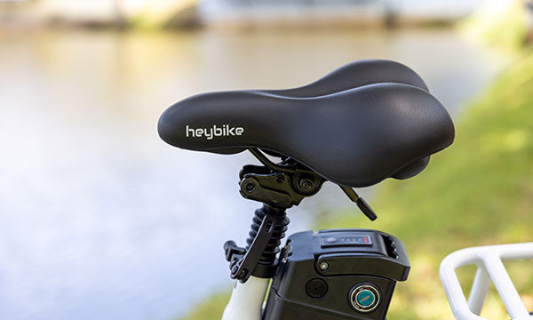 close-up view of Heybike seat