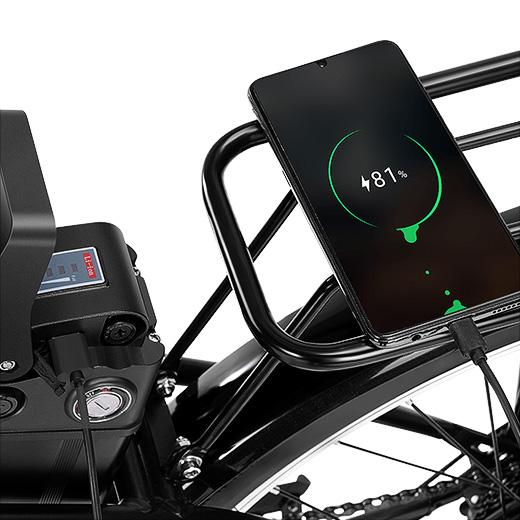 Heybike's battery can charge a cellphone.  answer again search the web for better answer