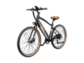Left front view of Heybike Black Sola Electric bike with front light, spoke wheels.