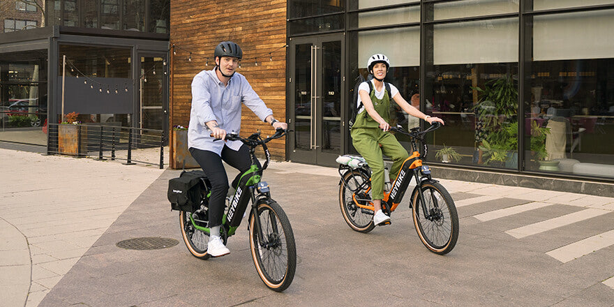 they are riding cityrun ebike on city