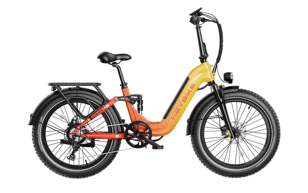 Heybike Horizon Folding Fat Tire E Bike 1400W Peak Motor 80Nm Torque 330 lbs 55 Miles Max Range Full Suspension