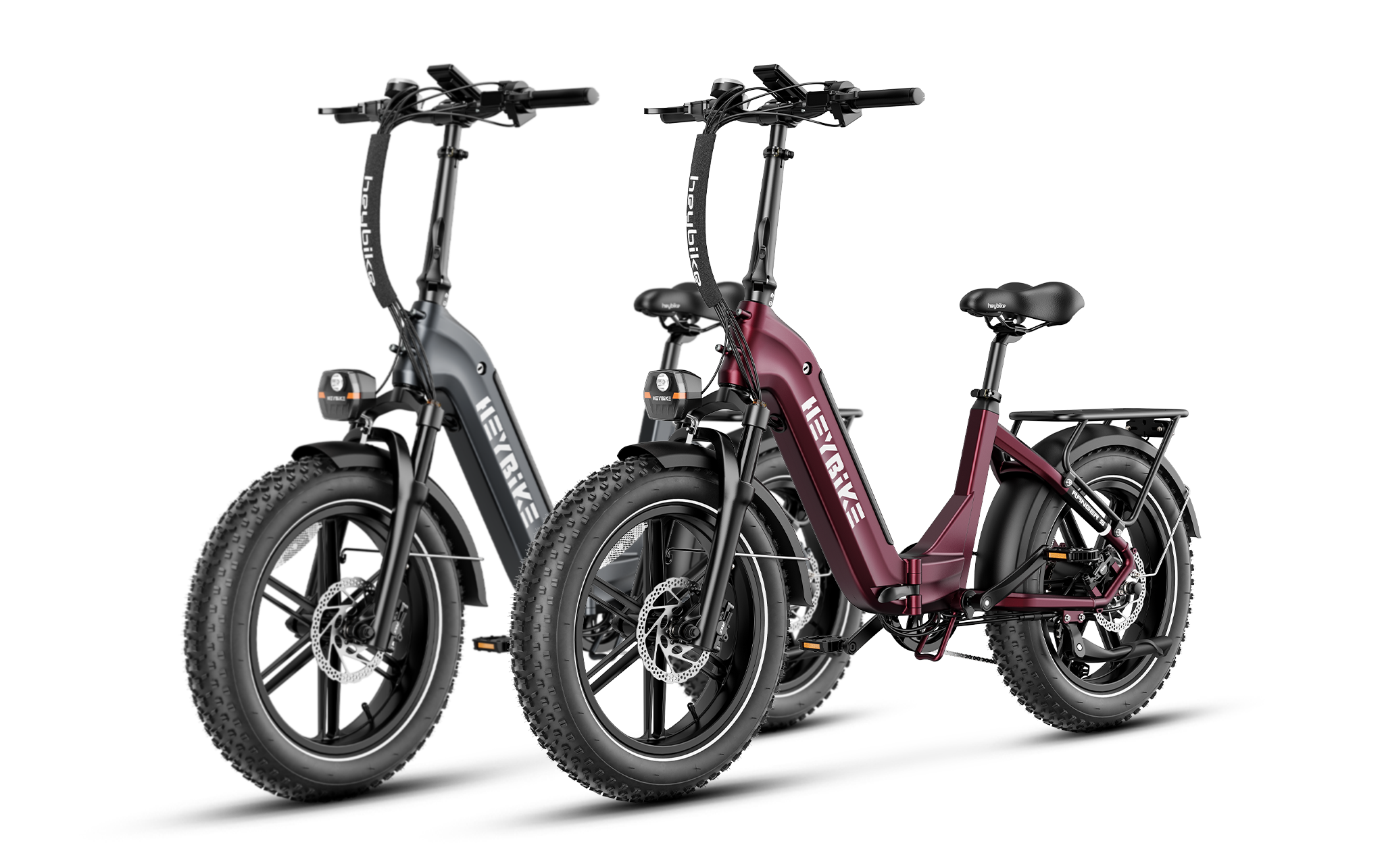 Foldable E bike RANGER S HEYBIKE Merlot Red Shark Grey