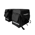 Close up of black.The bike rack pannier bag comes with 2 large side pockets