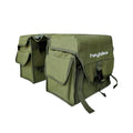 Close up of green. The bike rack pannier bag comes with 2 large side pockets